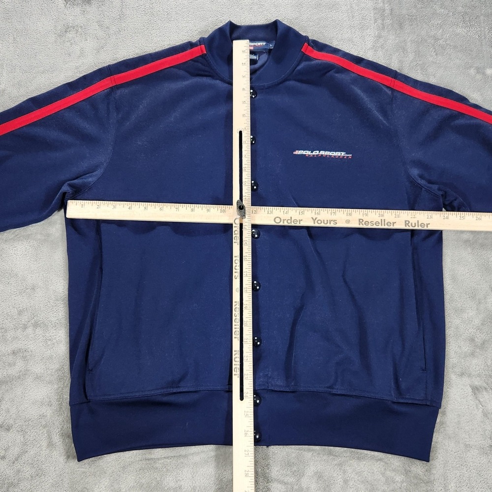 Polo Sport Ralph Lauren Track Jacket Mens Large Vintage 90s Blue Snap Front - Picture 10 of 13